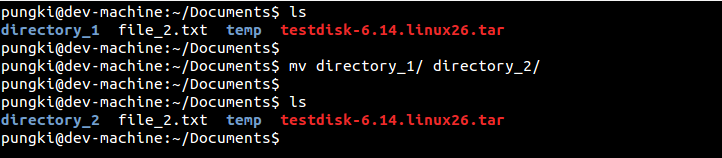 Linux-based mv instructions to move files and directory commands