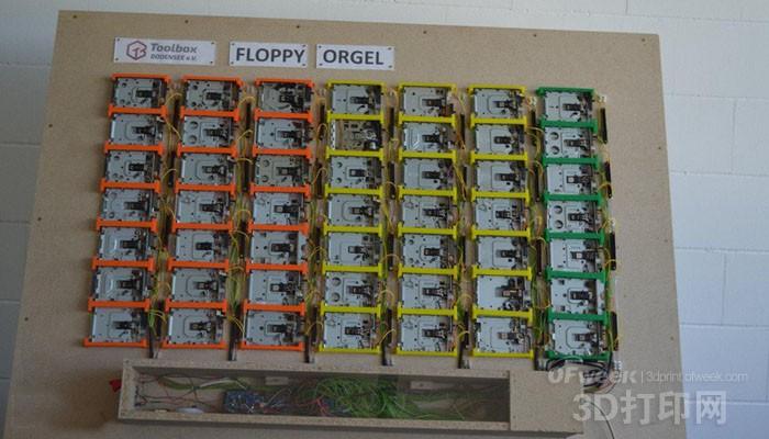 Image of 3D printed floppy drive organ