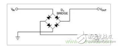 It is a bridge rectifier that works well regardless of polarity, but has two diodes turned on and consumes twice as much power as in Figure 1.