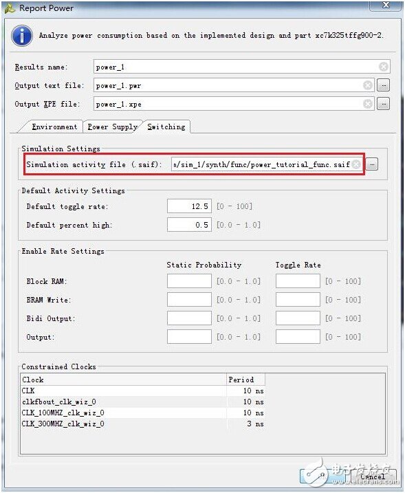 Figure 4 SAIF file interface in Report Power