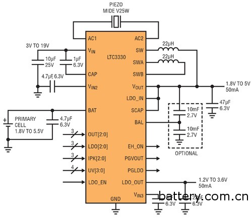 Figure 2 Schematic diagram of piezoelectric energy harvesting main battery