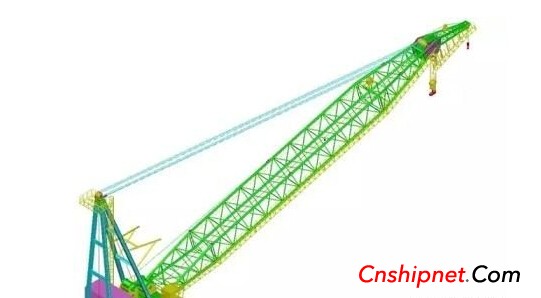Nantong COSCO Heavy Industry 300t offshore platform deck crane has started