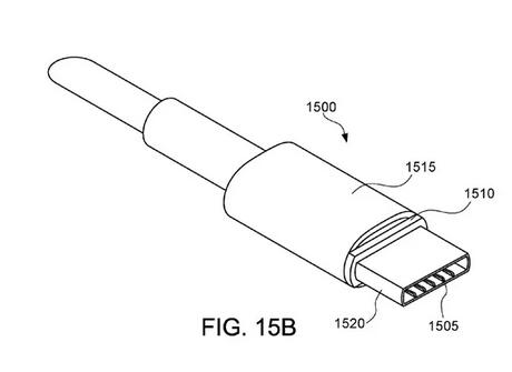 (Illustration: Apple patent application, waterproof USB-C connector design)