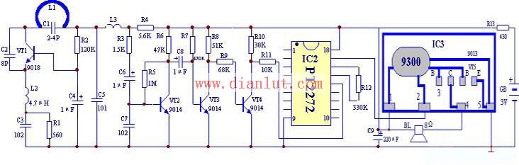 Principle circuit of JC618 type coded remote doorbell receiving part