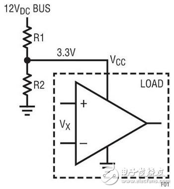 Figure 1 resistor divider uses a 12V bus input to generate 3.3VDC