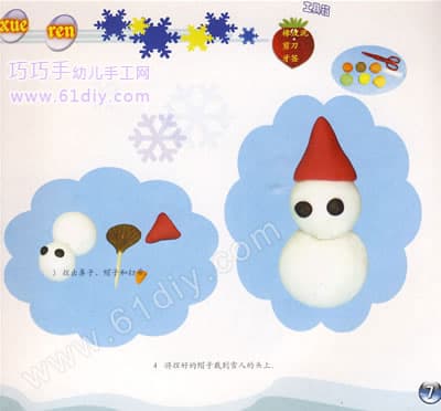 Color mud making: snowman