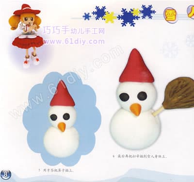 Color mud making: snowman