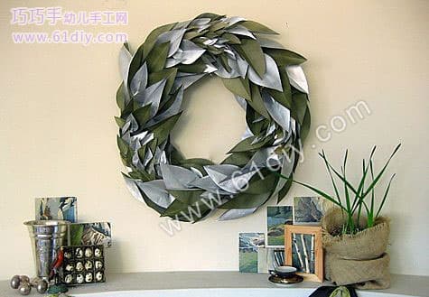 Christmas wreath made of raw paper