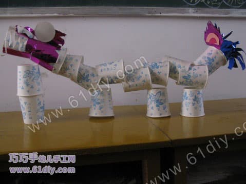 Paper cup dragon made by children