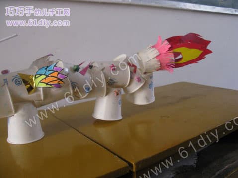 Paper cup dragon made by children