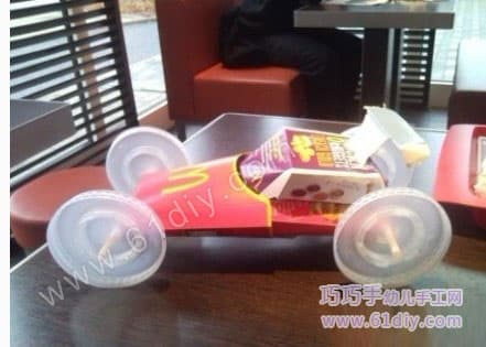 McDonald's French fries box and drink cup cover, straw made racing car, cool!