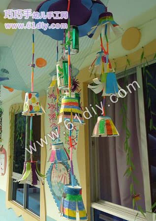 Paper cup wind chimes