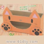 Cartoon kitten tissue box handmade (waste carton)