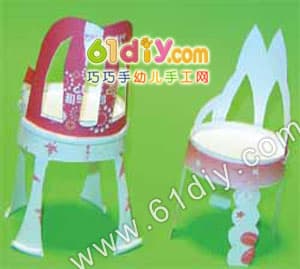 Paper cup small chair handmade illustration