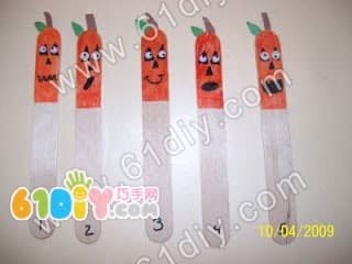 Ice cream stick handmade - funny pumpkin