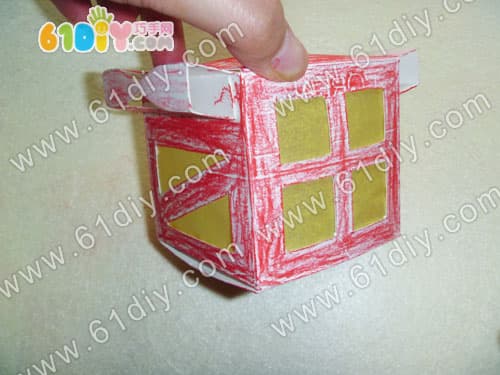 Waste carton lantern making illustration