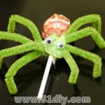 Lollipop hairy spider handmade