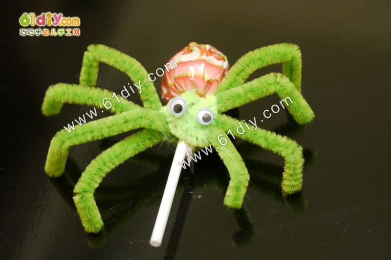 Lollipop hairy spider handmade