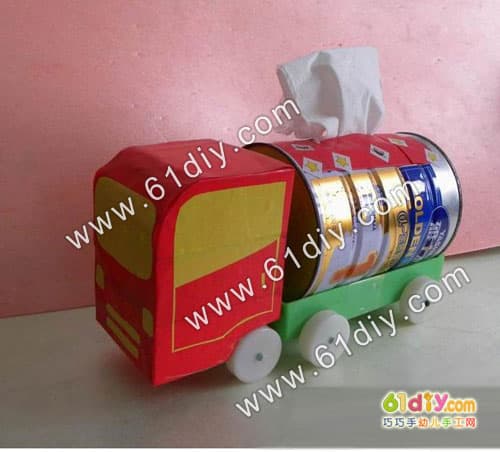 Milk powder can car tissue box