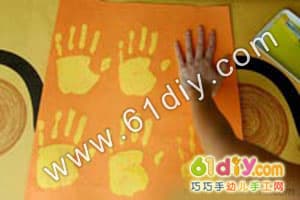 Palm Printed Sun Handmade Yellow Handprint Sun