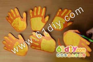 Palm Printed Sun Handmade Yellow Handprint Sun