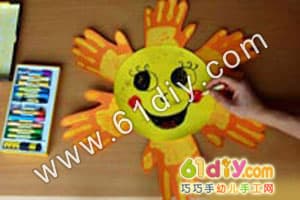 Palm Printed Sun Handmade Yellow Handprint Sun