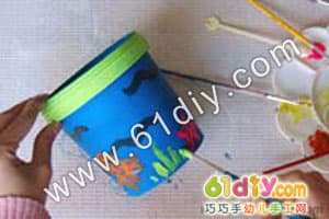 Alphabet version of fishing toy making (ice cream cup handmade)