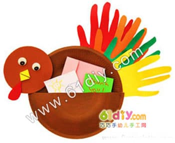 Tray making Thanksgiving message card turkey