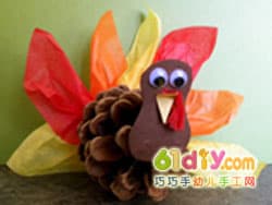 Pine cone turkey handmade turkey craft