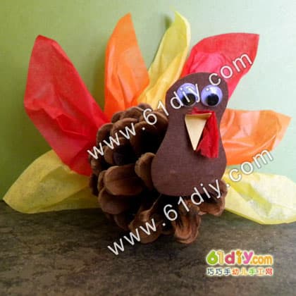 Pine cone turkey handmade turkey craft