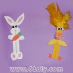 Ice cream stick handmade - bunny and chick