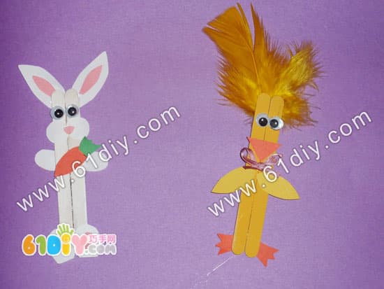 Ice cream stick handmade - bunny and chick