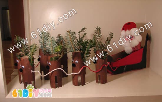 Paper core tube handmade - reindeer