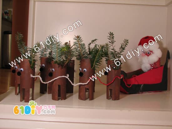 Paper core tube handmade - reindeer