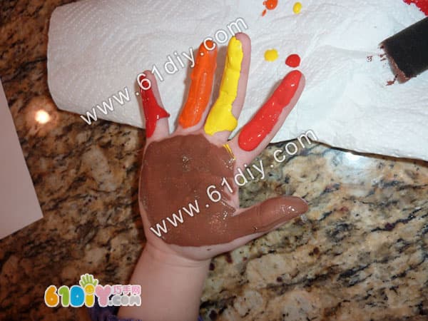 Handprint turkey painting