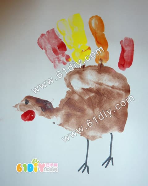 Handprint turkey painting