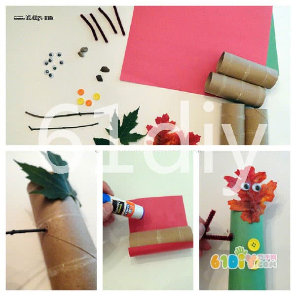 Roll paper core handmade - leaf finger couple