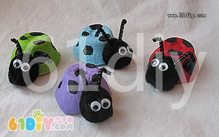 Egg box making ladybug