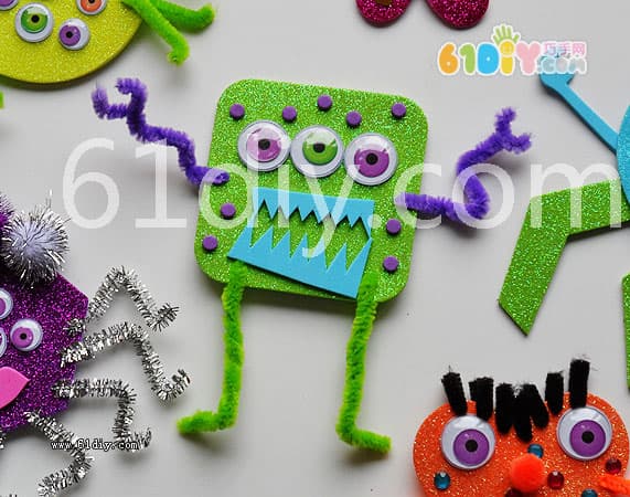 Fluorescent foam paper monster making