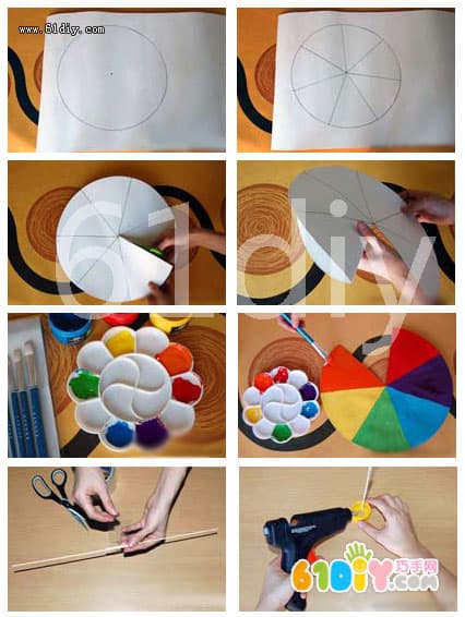 Colorful umbrella production diagram