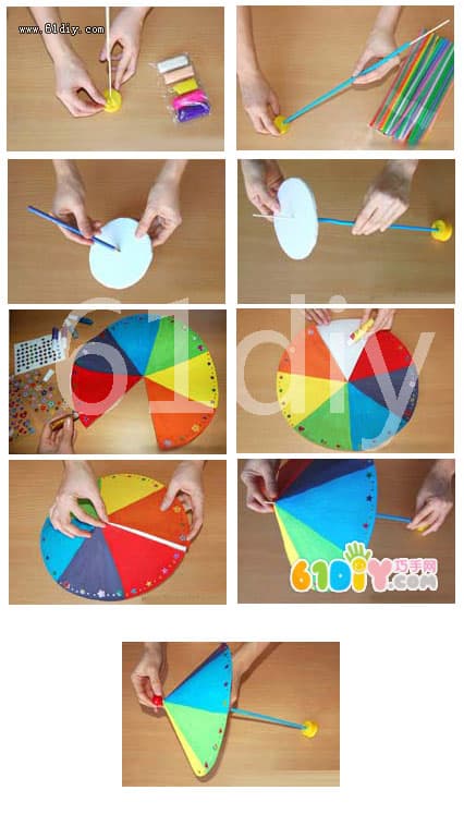 Colorful umbrella production diagram