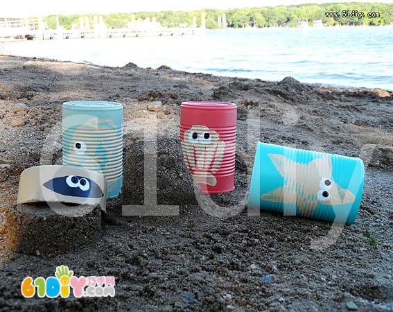 Homemade beach toys (iron cans handmade)