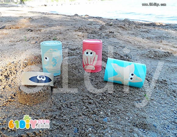 Homemade beach toys (iron cans handmade)