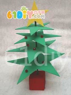 Sponge paper Christmas tree making