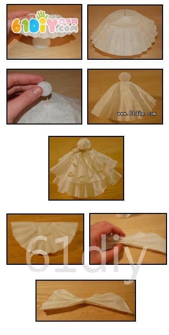 Coffee filter paper making christmas angel