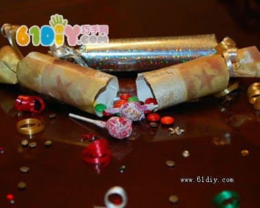 Cling film tube making holiday candy box