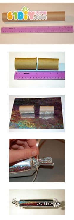Cling film tube making holiday candy box