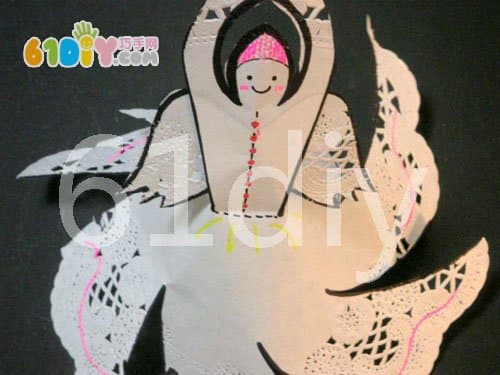 Cake paper making angel illustration