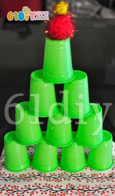 Paper cup handmade christmas tree