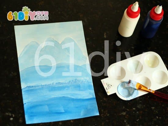 Gradient watercolor painting - beautiful mountain